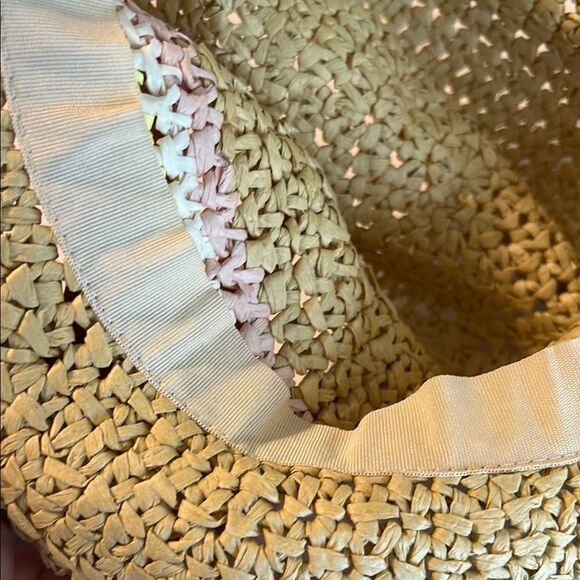 BILLABONG Paper Straw Hat Pastel Stripes Pink White Yellow Cowboy Sun Festival - Picture 10 of 12